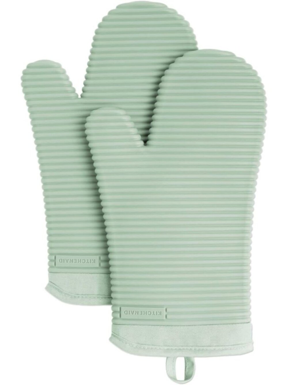 Ribbed Soft Silicone Oven Mitt 2-Pack Set, 7.5"x13", Pistachio